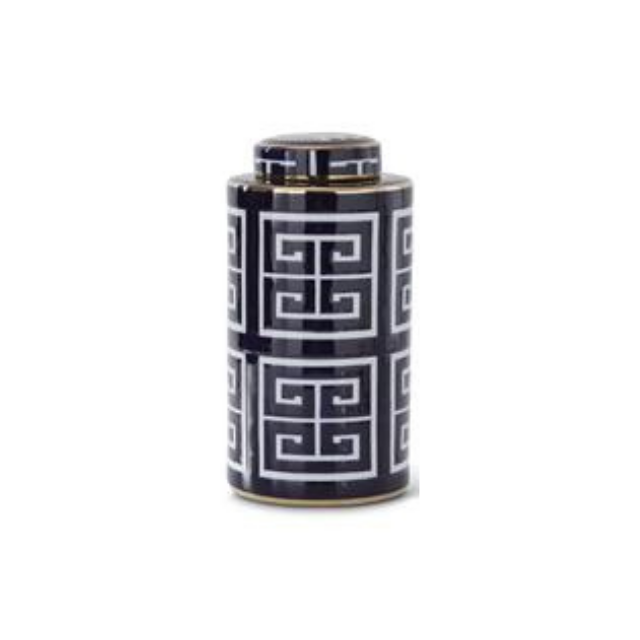 Large Greek Key Lidded Container