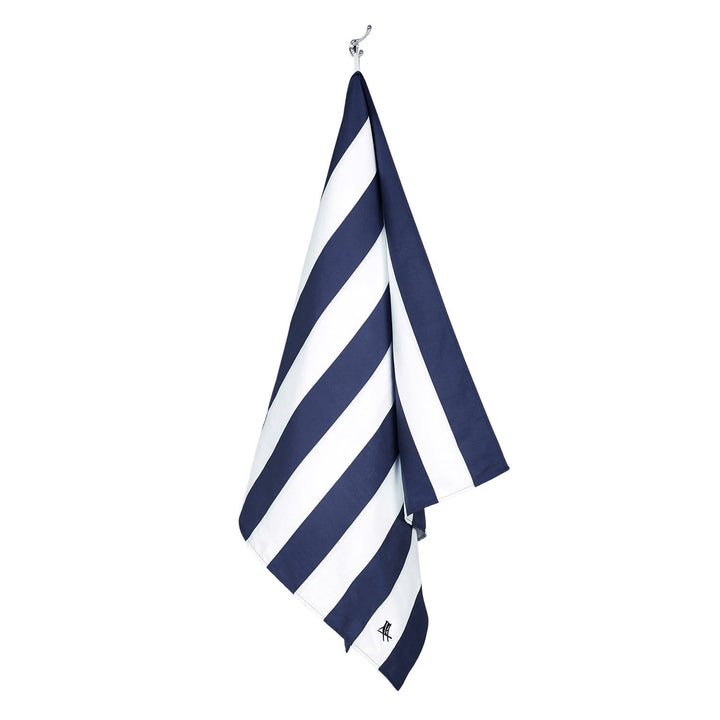 Navy Blue Striped XL Quick Dry Towel