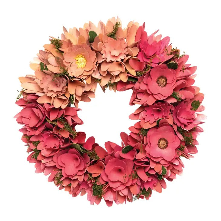 Pink Wooden Floral Wreath