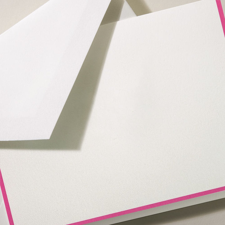 Raspberry Bordered Pink & Green Folded Note Set