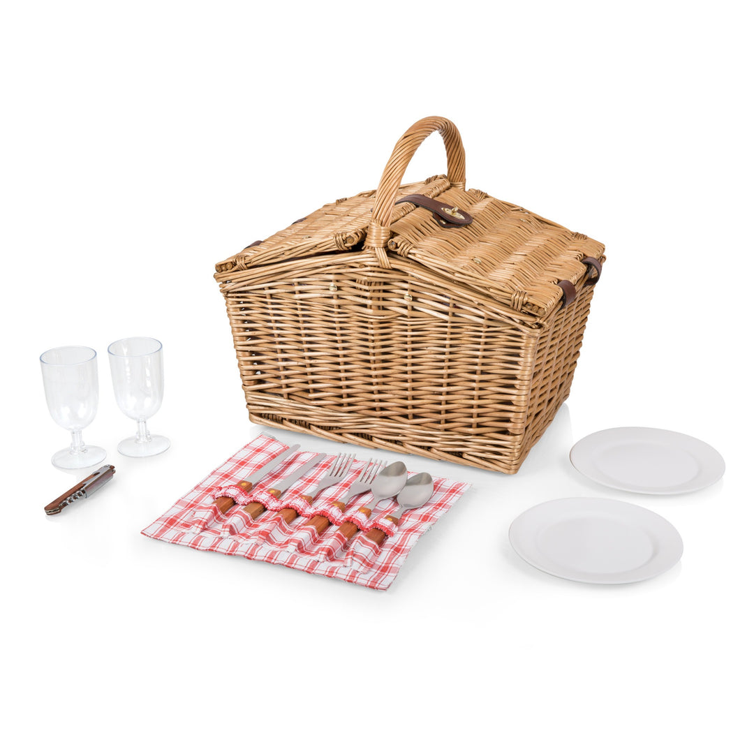 Red & White Plaid Piccadilly Picnic Basket
