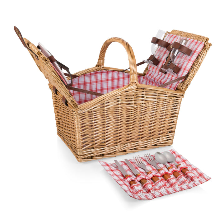 Red & White Plaid Piccadilly Picnic Basket