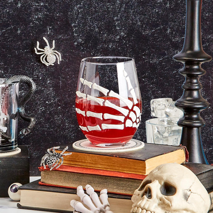 Skeleton Hand Stemless Wine Glass