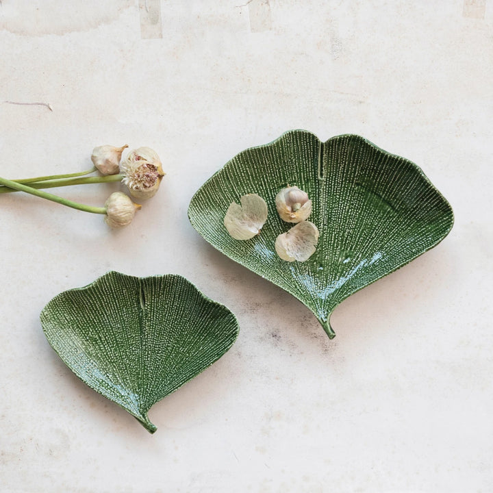 Small Stoneware Gingko Leaf Plate