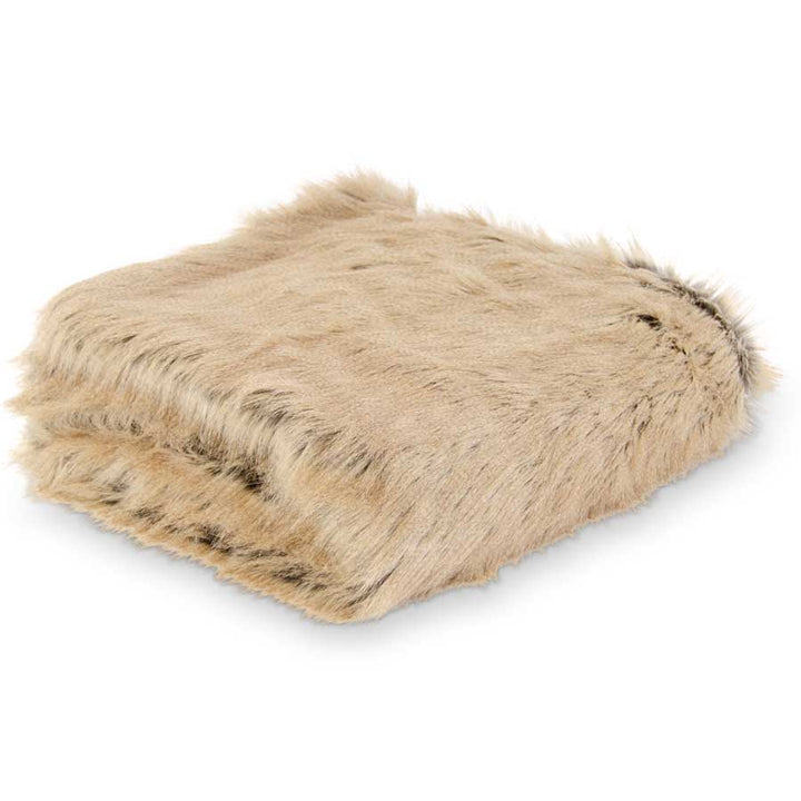 Tan Faux Fur Throw Blanket
