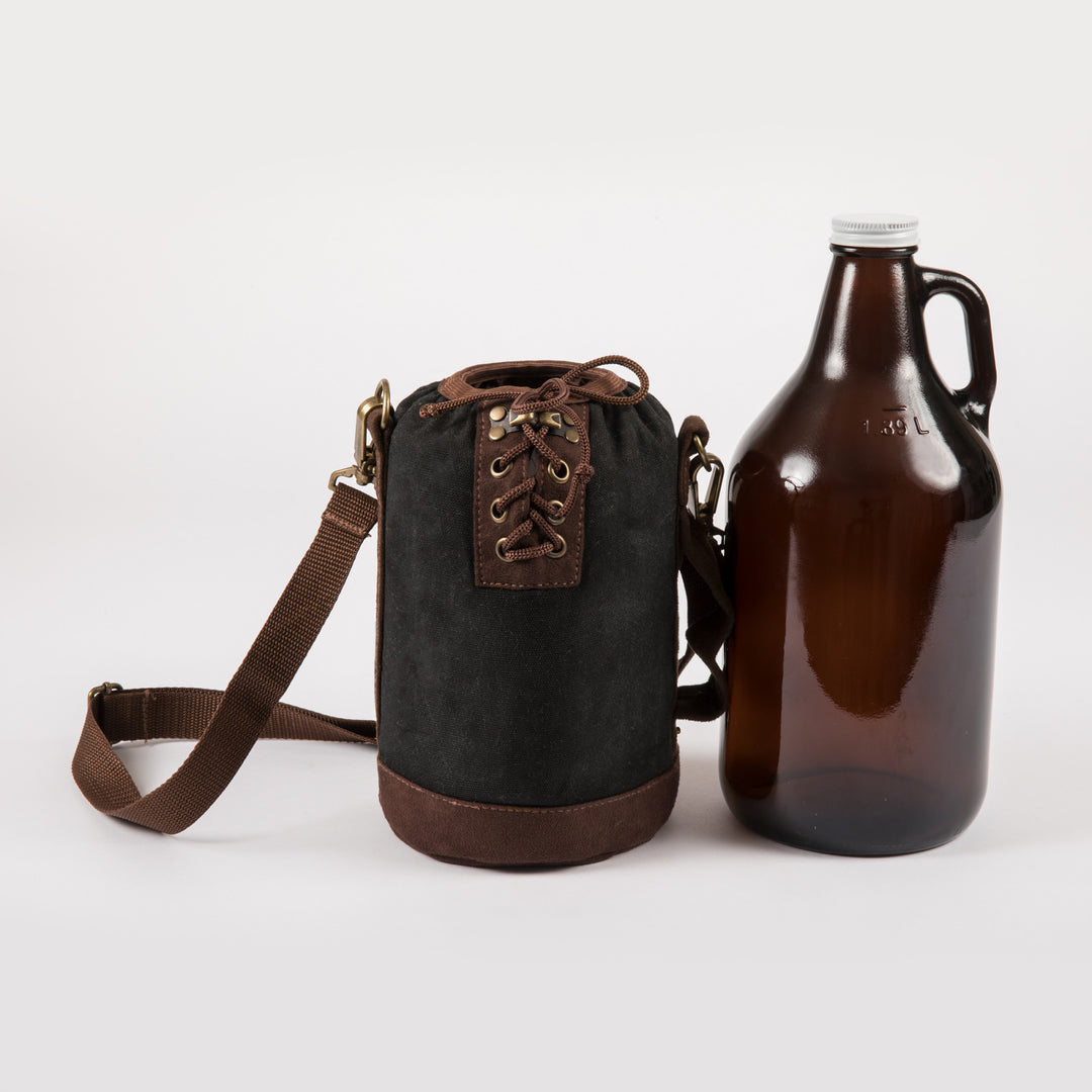 Black 64 Oz. Glass Growler Insulated Tote