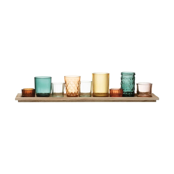 10pc Votive Set with Wood Tray
