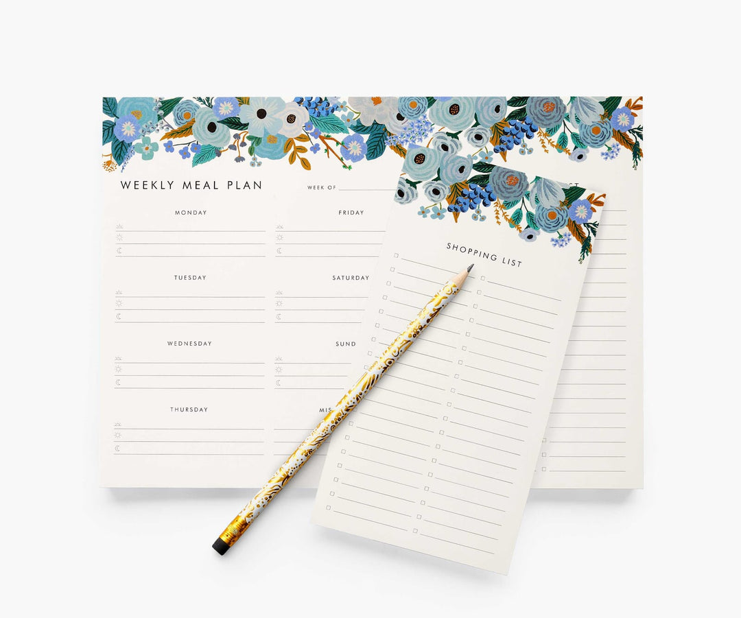 Garden Party Blue Meal Planner Notepad