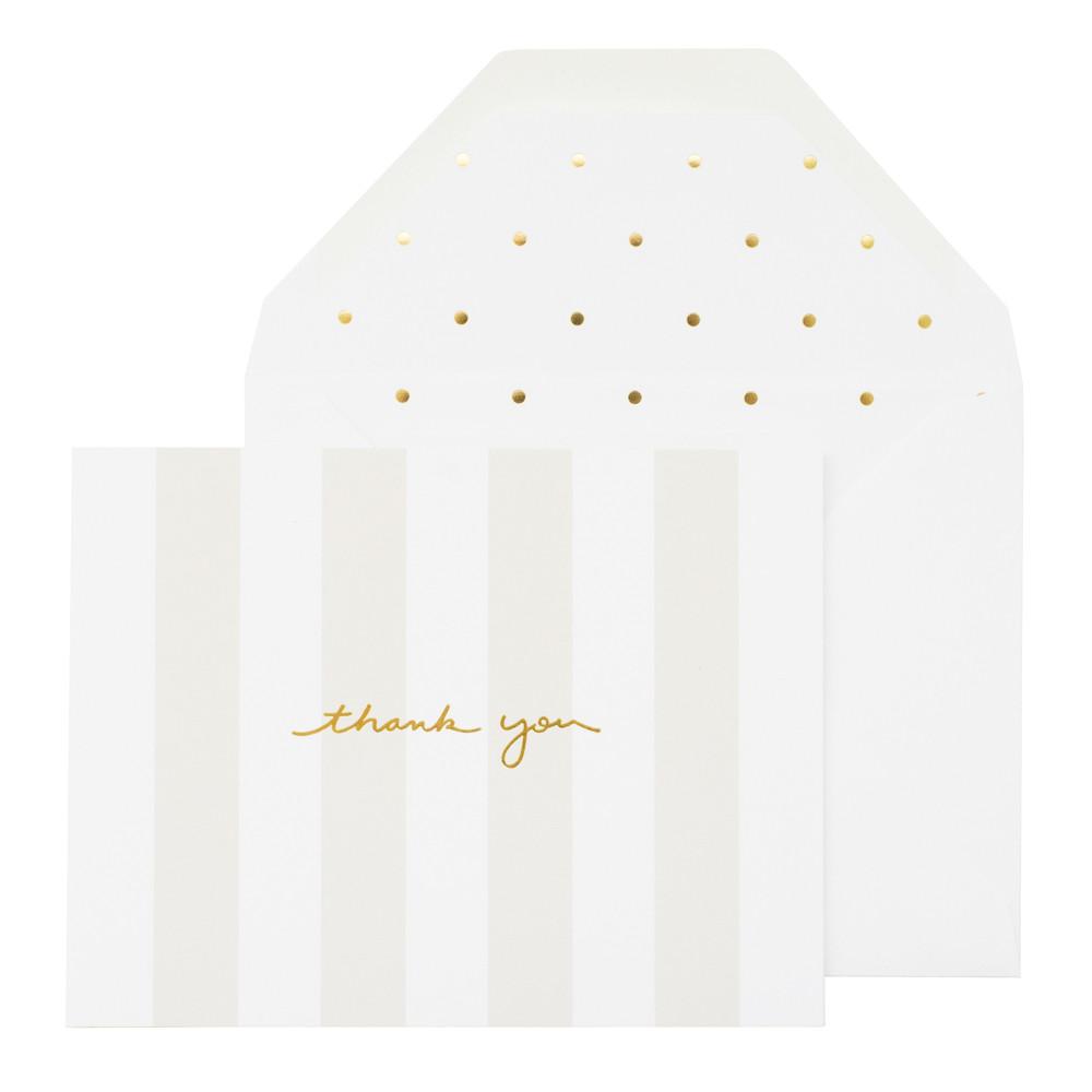 Gray Stripe Letterpress Thank You Folded Note Set