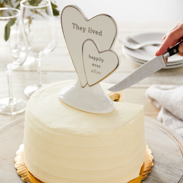 Happily Ever After Ceramic Heart Cake Topper