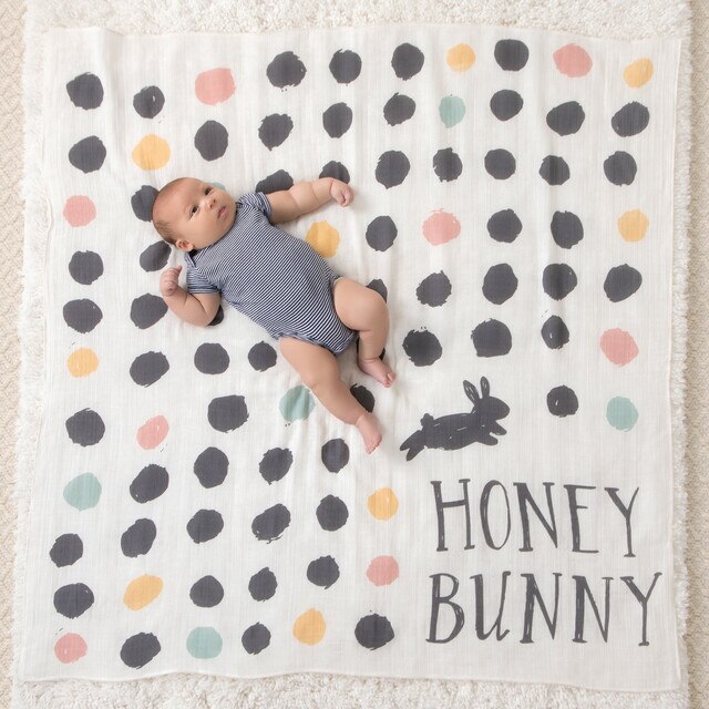 Honey Bunny Polka Dot Photo Backdrop Swaddle Blanket