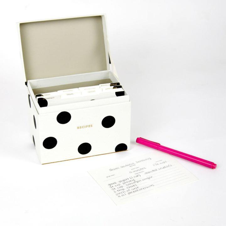 Black & White Deco Dot Recipe Box