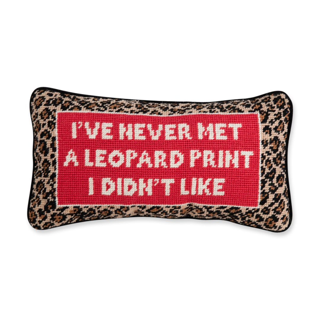 Leopard Print Needlepoint Throw Pillow