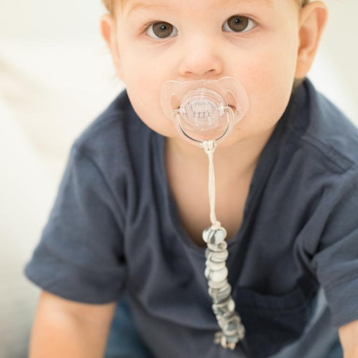 Black Marble Silicone Pacifier Clip