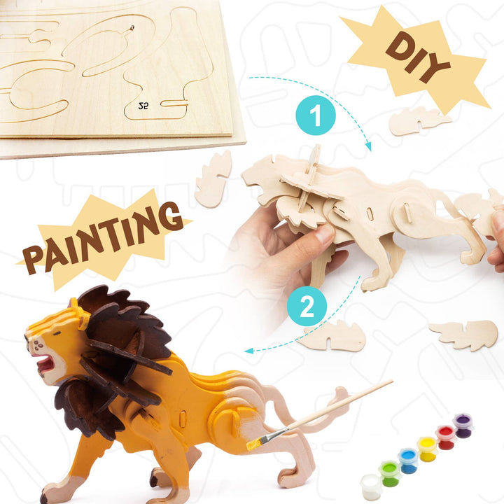 3D Lion Puzzle with Paint Kit
