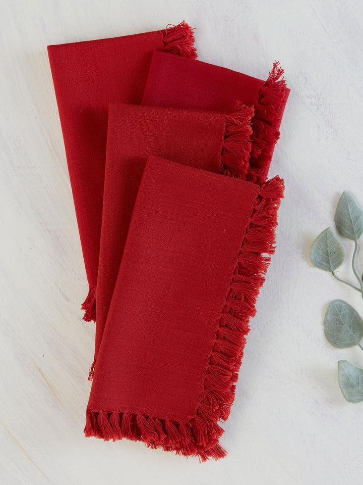 Red Fringed Essential Napkin
