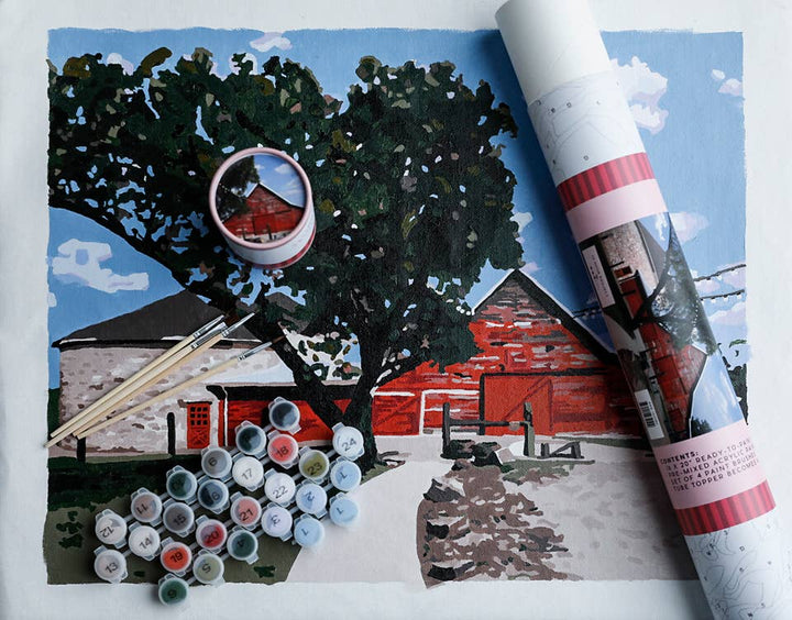 Rustic Red Barn Adult Paint-By-Number Kit